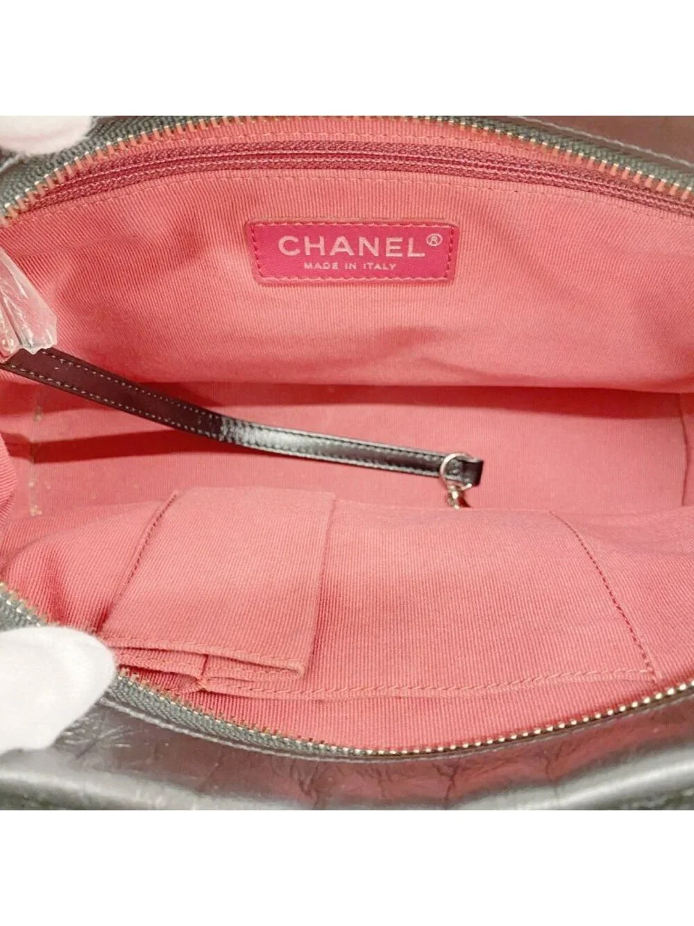Chanel Shoulder Bag Gabrielle Calfskin Black Gold Silver